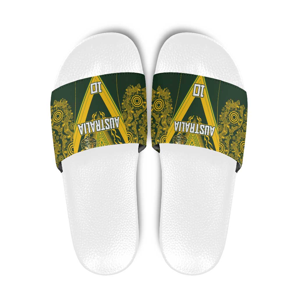 Australia Rugby Custom Slide Sandals Aboriginal Art Sporty Style - Polynesian Pride
