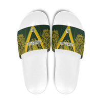 Australia Rugby Custom Slide Sandals Aboriginal Art Sporty Style - Polynesian Pride