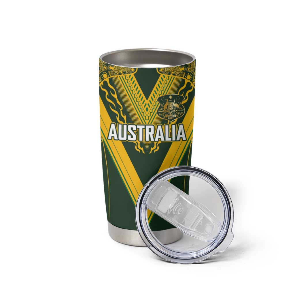 Australia Rugby Custom Tumbler Cup Aboriginal Art Sporty Style - Polynesian Pride