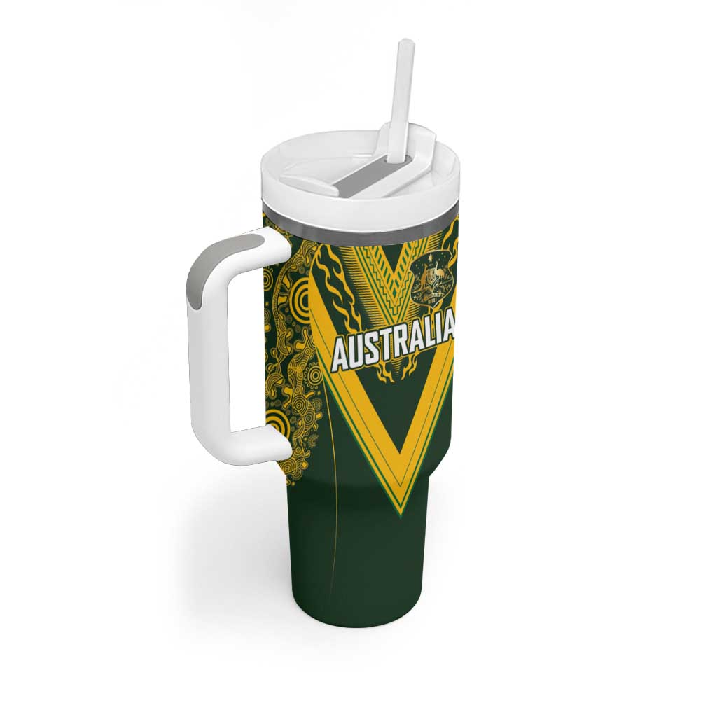 Australia Rugby Custom Tumbler With Handle Aboriginal Art Sporty Style - Polynesian Pride