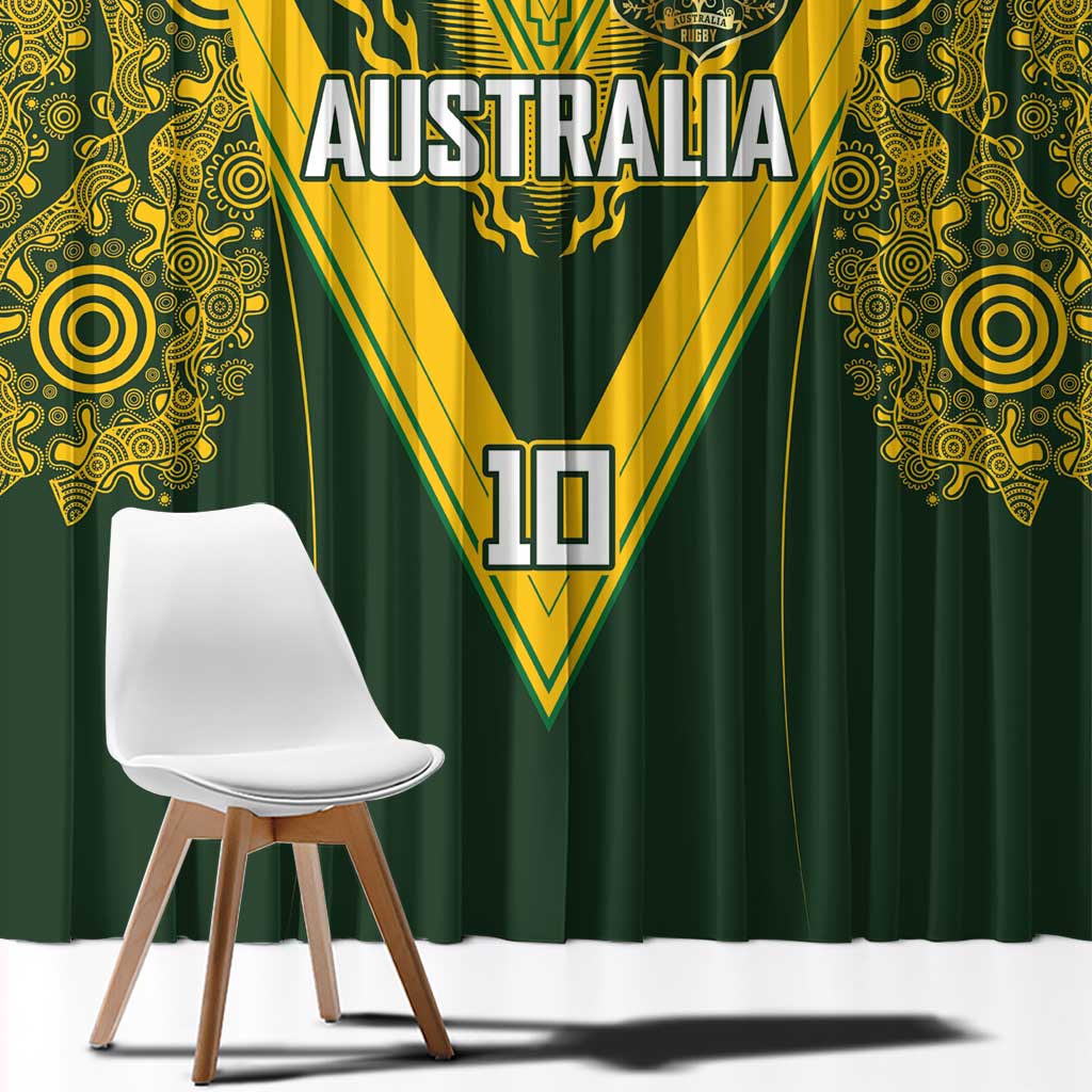 Australia Rugby Custom Window Curtain Aboriginal Art Sporty Style - Polynesian Pride