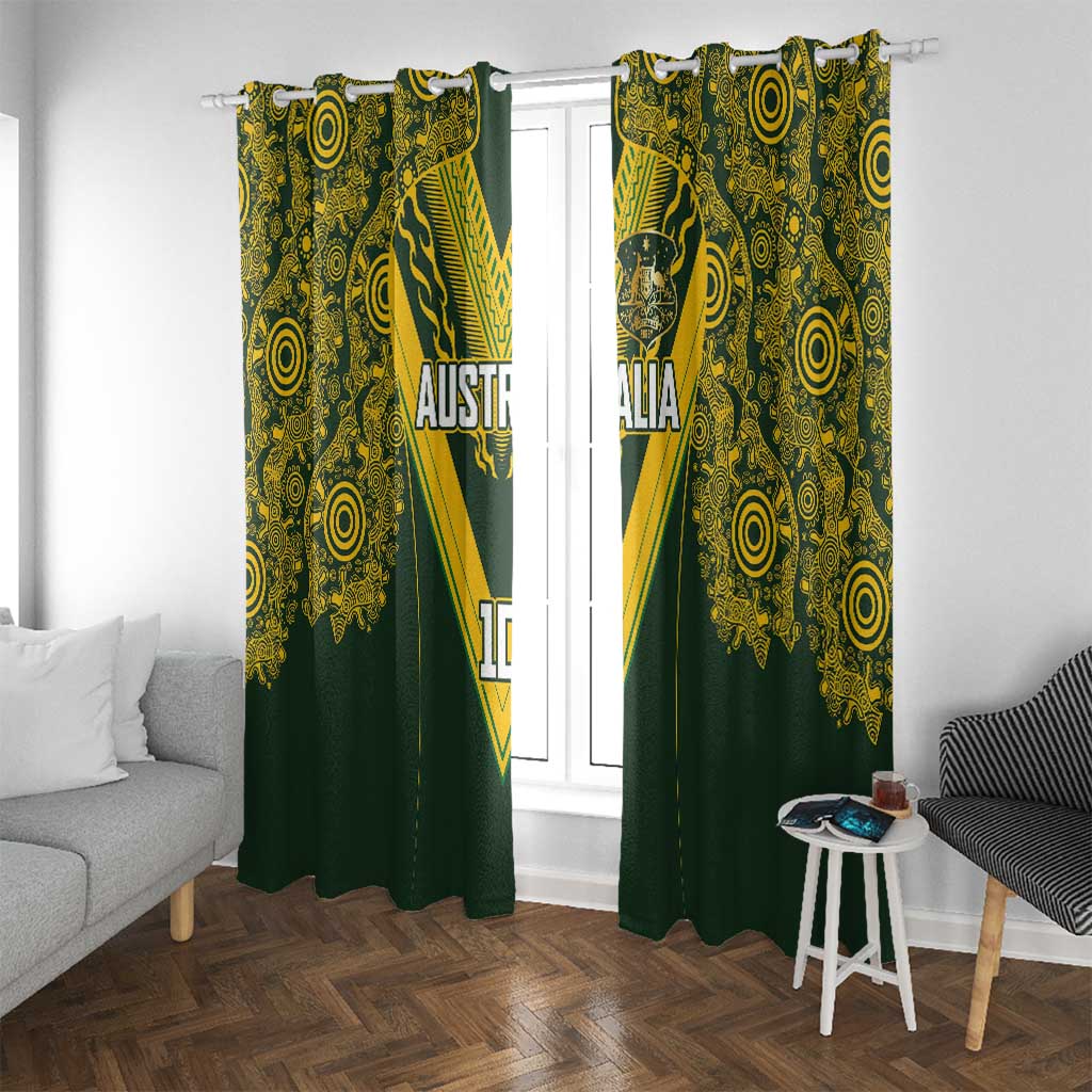 Australia Rugby Custom Window Curtain Aboriginal Art Sporty Style - Polynesian Pride