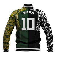 Aotearoa Australia Rugby Custom Baseball Jacket Maori and Aboriginal Art Sporty Style - Polynesian Pride