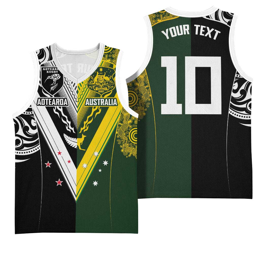 Aotearoa Australia Rugby Custom Basketball Jersey Maori and Aboriginal Art Sporty Style - Polynesian Pride