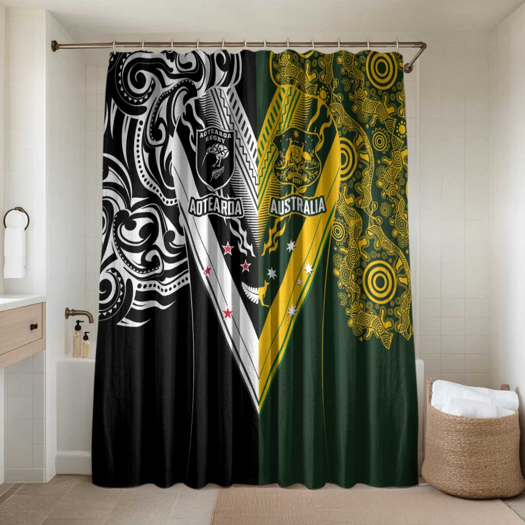 Aotearoa Australia Rugby Bathroom Set Maori and Aboriginal Art Sporty Style - Polynesian Pride