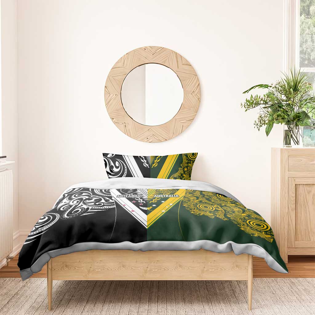Aotearoa Australia Rugby Bedding Set Maori and Aboriginal Art Sporty Style - Polynesian Pride