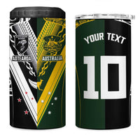 Aotearoa Australia Rugby Custom 4 in 1 Can Cooler Tumbler Maori and Aboriginal Art Sporty Style - Polynesian Pride