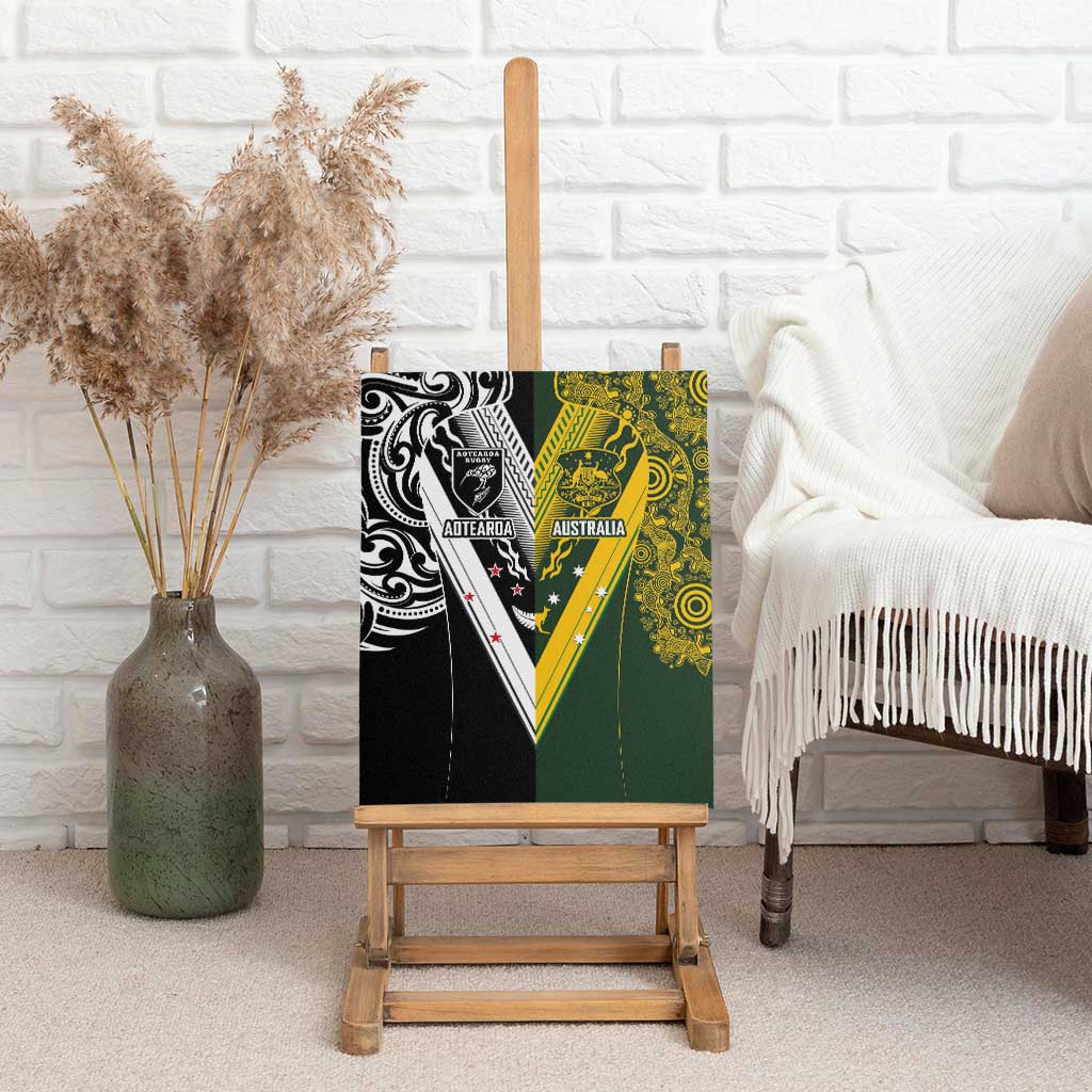 Aotearoa Australia Rugby Canvas Wall Art Maori and Aboriginal Art Sporty Style - Polynesian Pride