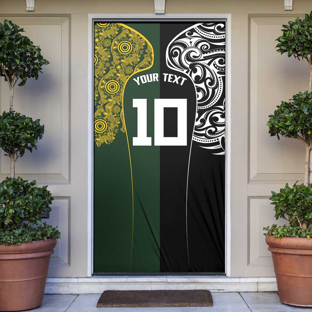 Aotearoa Australia Rugby Custom Door Cover Maori and Aboriginal Art Sporty Style - Polynesian Pride