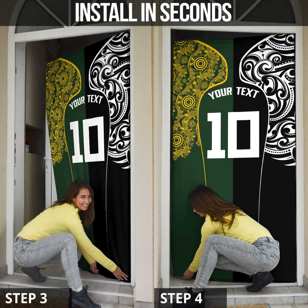 Aotearoa Australia Rugby Custom Door Cover Maori and Aboriginal Art Sporty Style - Polynesian Pride