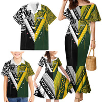 Aotearoa Australia Rugby Custom Family Matching Mermaid Dress and Hawaiian Shirt Maori and Aboriginal Art Sporty Style - Polynesian Pride