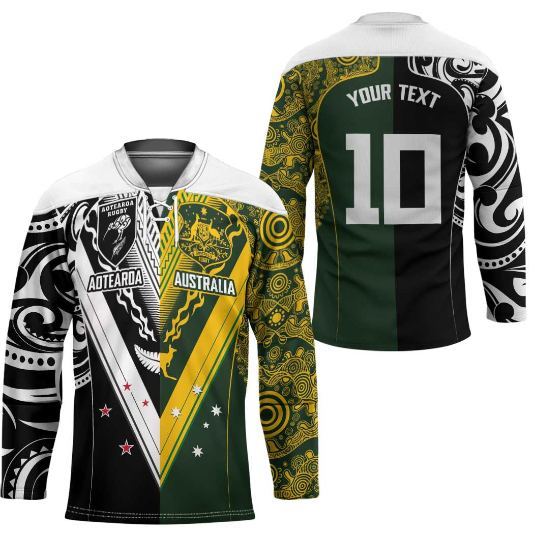 Aotearoa Australia Rugby Custom Hockey Jersey Maori and Aboriginal Art Sporty Style - Polynesian Pride