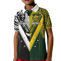 Aotearoa Australia Rugby Custom Kid Polo Shirt Maori and Aboriginal Art Sporty Style - Polynesian Pride
