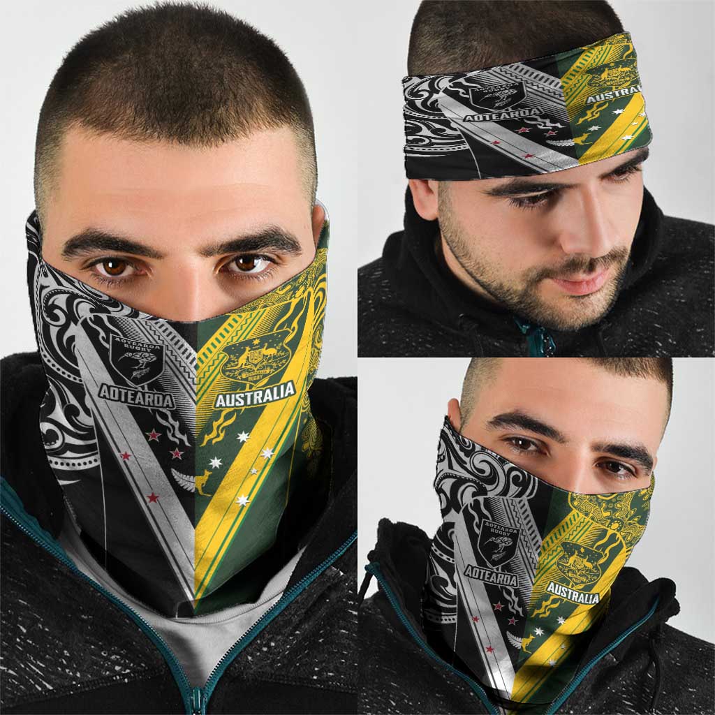 Aotearoa Australia Rugby Neck Gaiter Maori and Aboriginal Art Sporty Style - Polynesian Pride