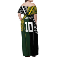 Aotearoa Australia Rugby Custom Off Shoulder Maxi Dress Maori and Aboriginal Art Sporty Style - Polynesian Pride