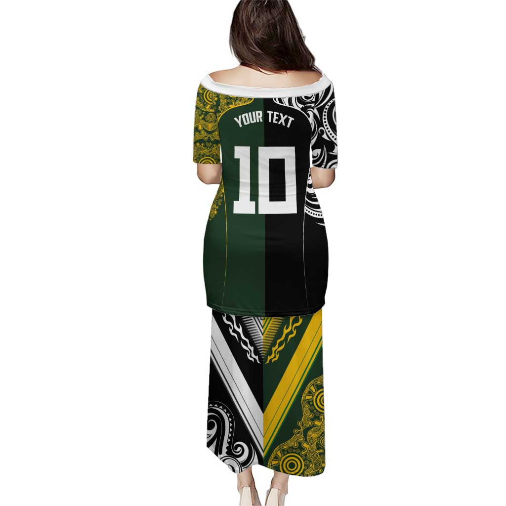 Aotearoa Australia Rugby Custom Puletasi Maori and Aboriginal Art Sporty Style - Polynesian Pride