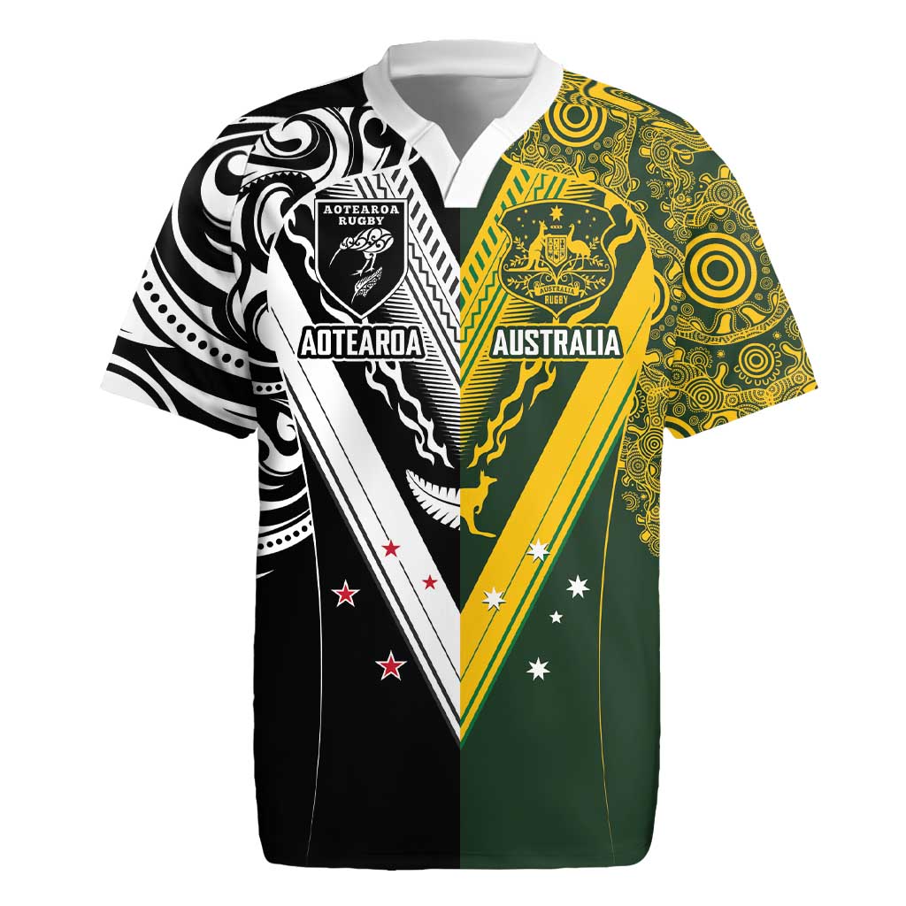 Aotearoa Australia Rugby Custom Rugby Jersey Maori and Aboriginal Art Sporty Style - Polynesian Pride