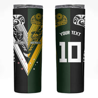 Aotearoa Australia Rugby Custom Skinny Tumbler Maori and Aboriginal Art Sporty Style - Polynesian Pride