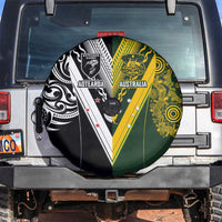Aotearoa Australia Rugby Spare Tire Cover Maori and Aboriginal Art Sporty Style LT03 Green - Polynesian Pride