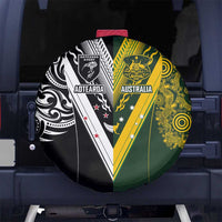 Aotearoa Australia Rugby Spare Tire Cover Maori and Aboriginal Art Sporty Style LT03 No hole Green - Polynesian Pride