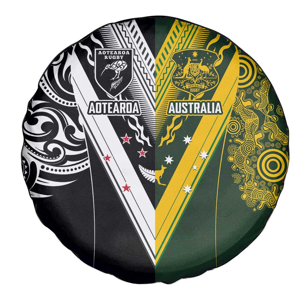 Aotearoa Australia Rugby Spare Tire Cover Maori and Aboriginal Art Sporty Style LT03 - Polynesian Pride