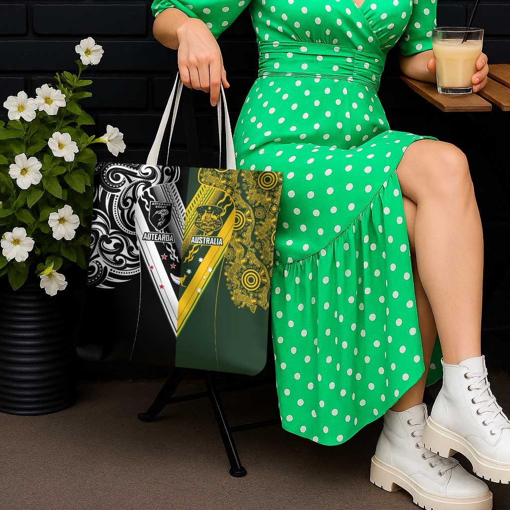 Aotearoa Australia Rugby Tote Bag Maori and Aboriginal Art Sporty Style - Polynesian Pride