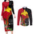 Papua New Guinea Couples Matching Long Sleeve Bodycon Dress and Long Sleeve Button Shirts Birds Of Paradise Mix Tropical Flower Polynesian Pattern LT03 Red - Polynesian Pride