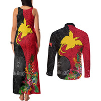 Papua New Guinea Couples Matching Tank Maxi Dress and Long Sleeve Button Shirts Birds Of Paradise Mix Tropical Flower Polynesian Pattern LT03 - Polynesian Pride