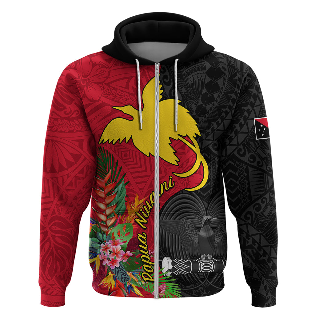Papua New Guinea Hoodie Birds Of Paradise Mix Tropical Flower Polynesian Pattern LT03 - Polynesian Pride