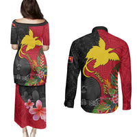 Custom Papua New Guinea Couples Matching Puletasi Dress and Long Sleeve Button Shirts Birds Of Paradise Mix Tropical Flower Polynesian Pattern LT03 - Polynesian Pride