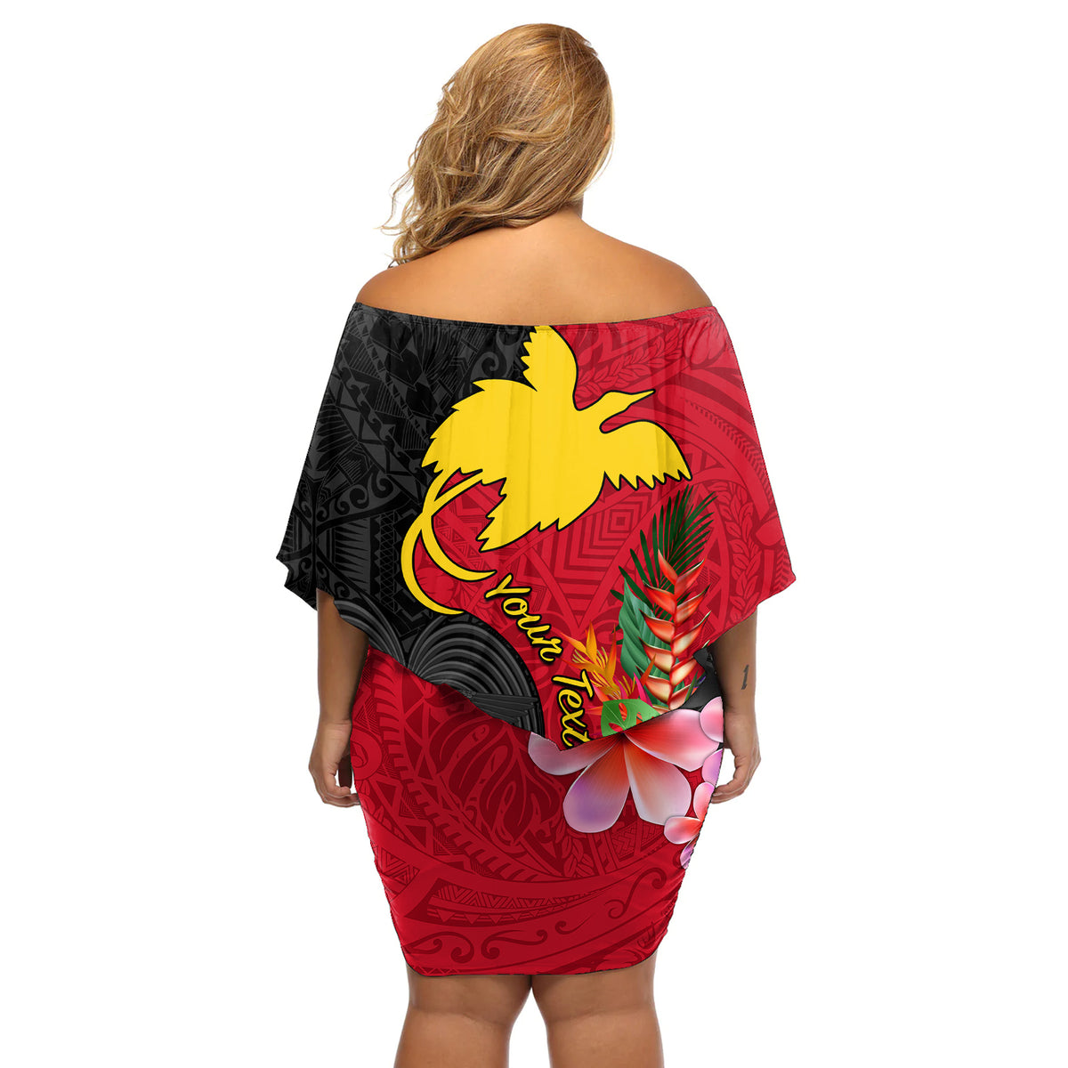 Custom Papua New Guinea Off Shoulder Short Dress Birds Of Paradise Mix Tropical Flower Polynesian Pattern LT03 - Polynesian Pride