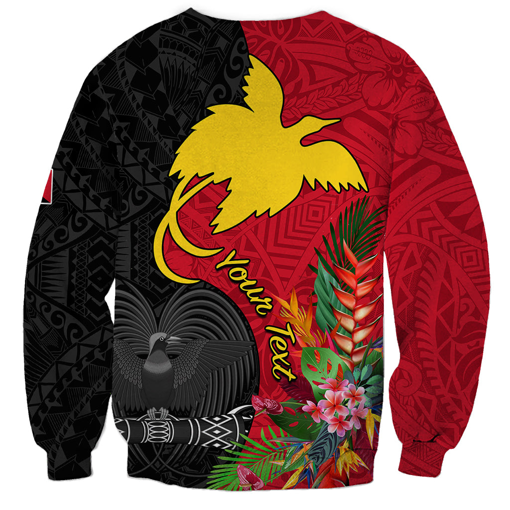 Custom Papua New Guinea Sweatshirt Birds Of Paradise Mix Tropical Flower Polynesian Pattern LT03 - Polynesian Pride