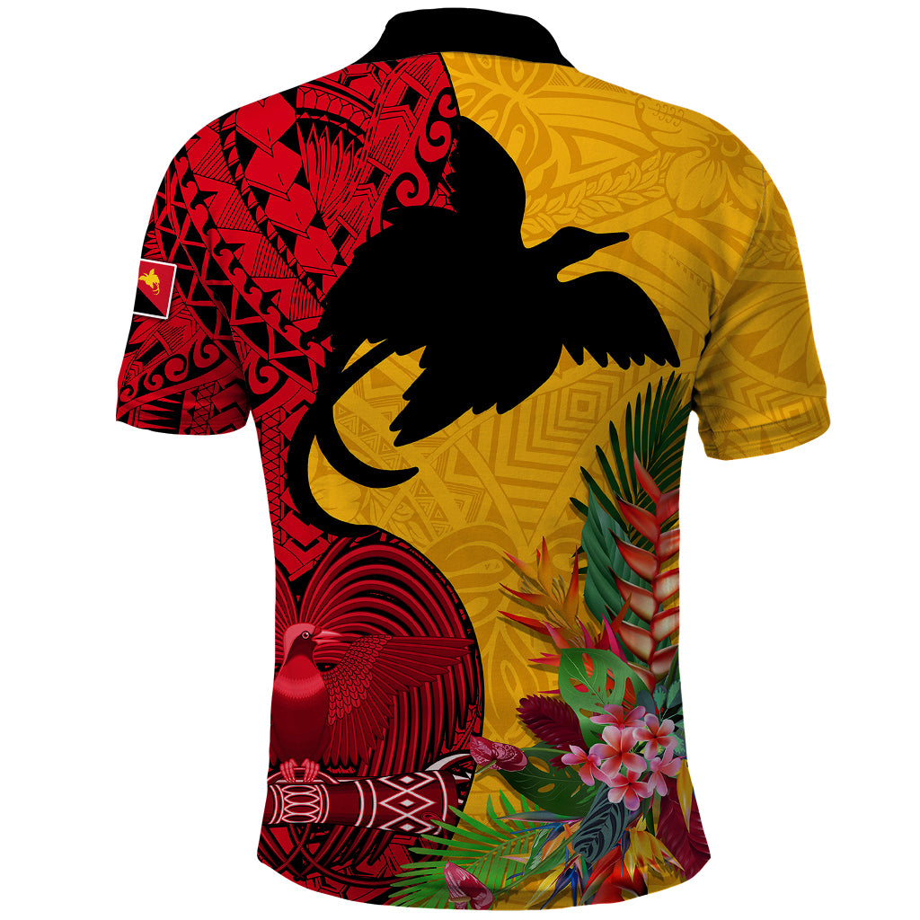 Papua New Guinea Polo Shirt Birds Of Paradise Mix Tropical Flower Polynesian Pattern LT03 - Polynesian Pride