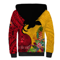 Papua New Guinea Sherpa Hoodie Birds Of Paradise Mix Tropical Flower Polynesian Pattern LT03 - Polynesian Pride
