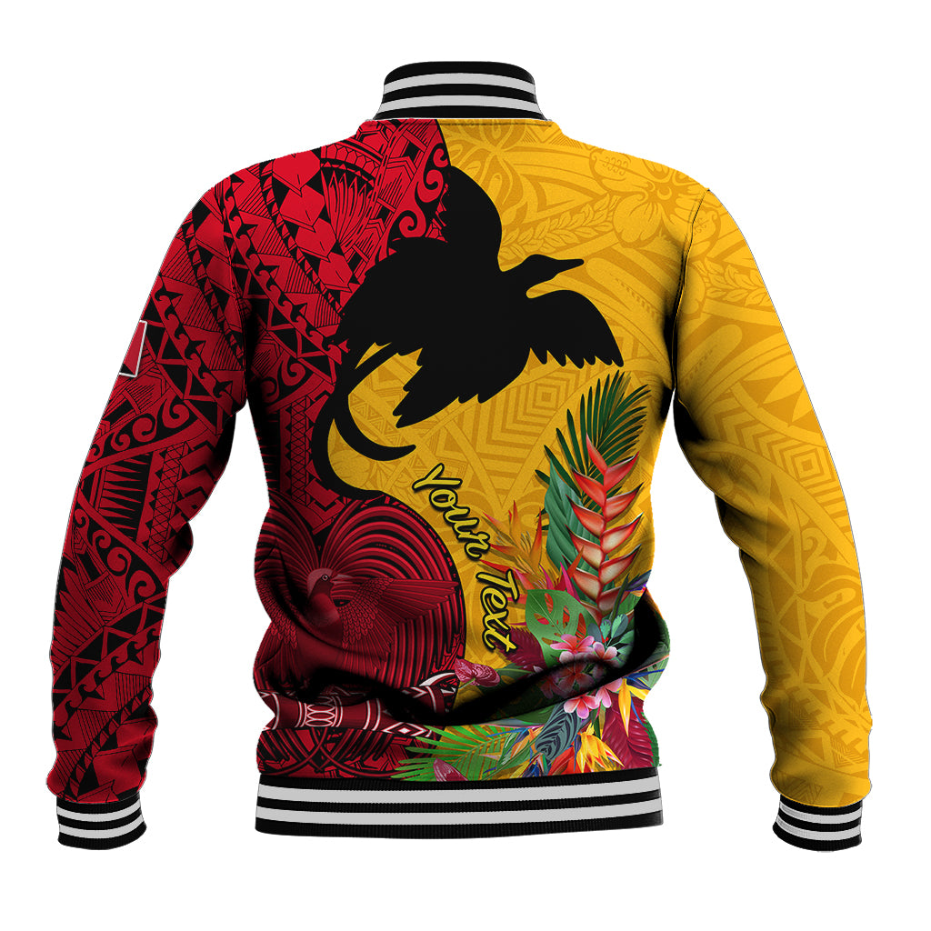 Custom Papua New Guinea Baseball Jacket Birds Of Paradise Mix Tropical Flower Polynesian Pattern LT03 - Polynesian Pride