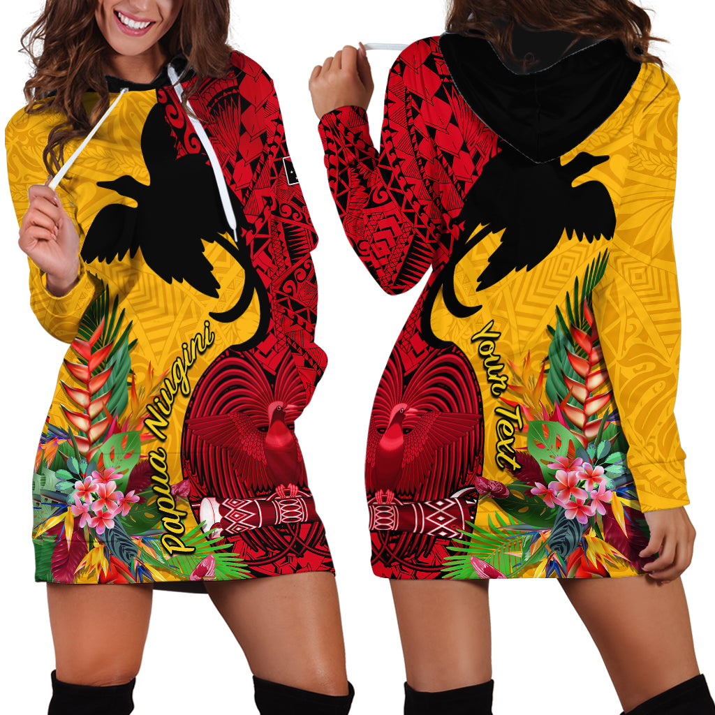 Custom Papua New Guinea Hoodie Dress Birds Of Paradise Mix Tropical Flower Polynesian Pattern LT03 - Polynesian Pride