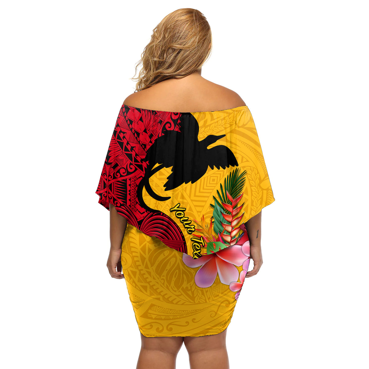 Custom Papua New Guinea Off Shoulder Short Dress Birds Of Paradise Mix Tropical Flower Polynesian Pattern LT03 - Polynesian Pride