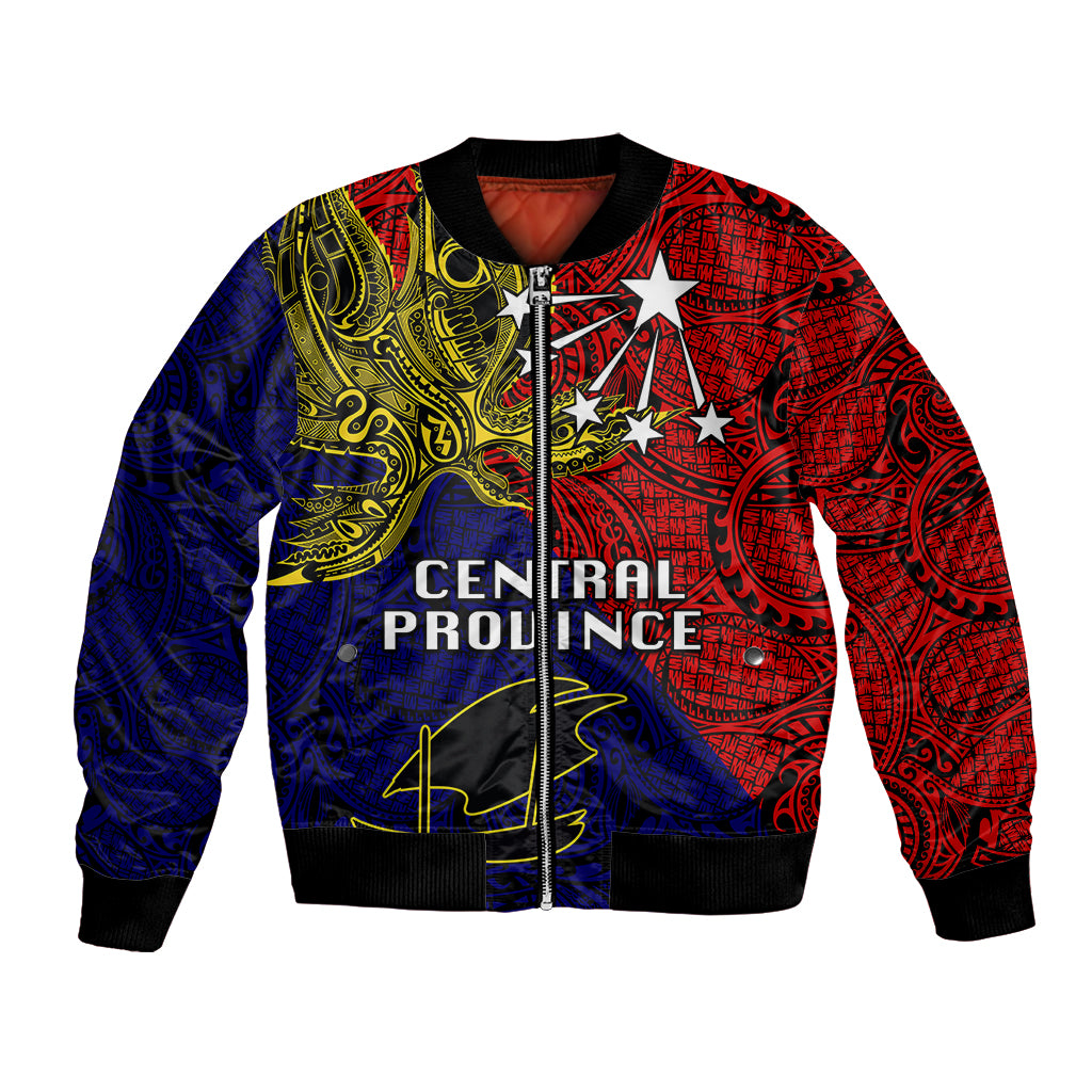 Papua New Guinea Central Province Bomber Jacket PNG Birds Of Paradise Polynesian Arty Style LT03 Unisex Red - Polynesian Pride