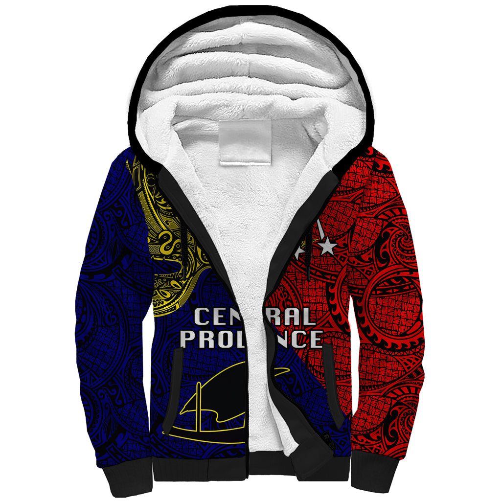 Papua New Guinea Central Province Sherpa Hoodie PNG Birds Of Paradise Polynesian Arty Style LT03 Unisex Red - Polynesian Pride