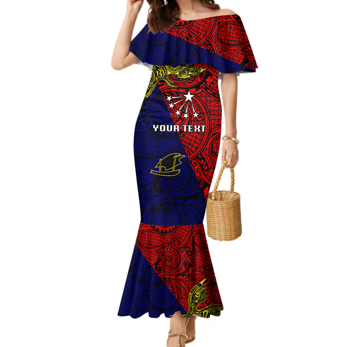 Custom Papua New Guinea Central Province Mermaid Dress PNG Birds Of Paradise Polynesian Arty Style LT03 Women Red - Polynesian Pride