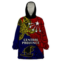 Custom Papua New Guinea Central Province Wearable Blanket Hoodie PNG Birds Of Paradise Polynesian Arty Style LT03 One Size Red - Polynesian Pride
