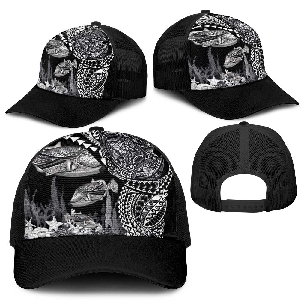 Hawaiian Reef Triggerfish Baseball Net Cap Polynesian Art with Tribal Humuhumunukunukuapua'a LT03 - Polynesian Pride