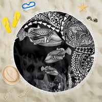 Hawaiian Reef Triggerfish Beach Blanket Polynesian Art with Tribal Humuhumunukunukuapua'a LT03 One Size 150cm Black - Polynesian Pride