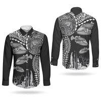 Hawaiian Reef Triggerfish Couples Matching Mermaid Dress and Long Sleeve Button Shirt Polynesian Art with Tribal Humuhumunukunukuapua'a LT03 - Polynesian Pride
