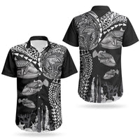 Hawaiian Reef Triggerfish Couples Matching Off Shoulder Maxi Dress and Hawaiian Shirt Polynesian Art with Tribal Humuhumunukunukuapua'a LT03 - Polynesian Pride