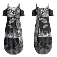 Hawaiian Reef Triggerfish Couples Matching Summer Maxi Dress and Hawaiian Shirt Polynesian Art with Tribal Humuhumunukunukuapua'a LT03 - Polynesian Pride