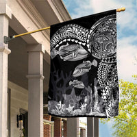 Hawaiian Reef Triggerfish Garden Flag Polynesian Art with Tribal Humuhumunukunukuapua'a LT03 House Flag Black - Polynesian Pride