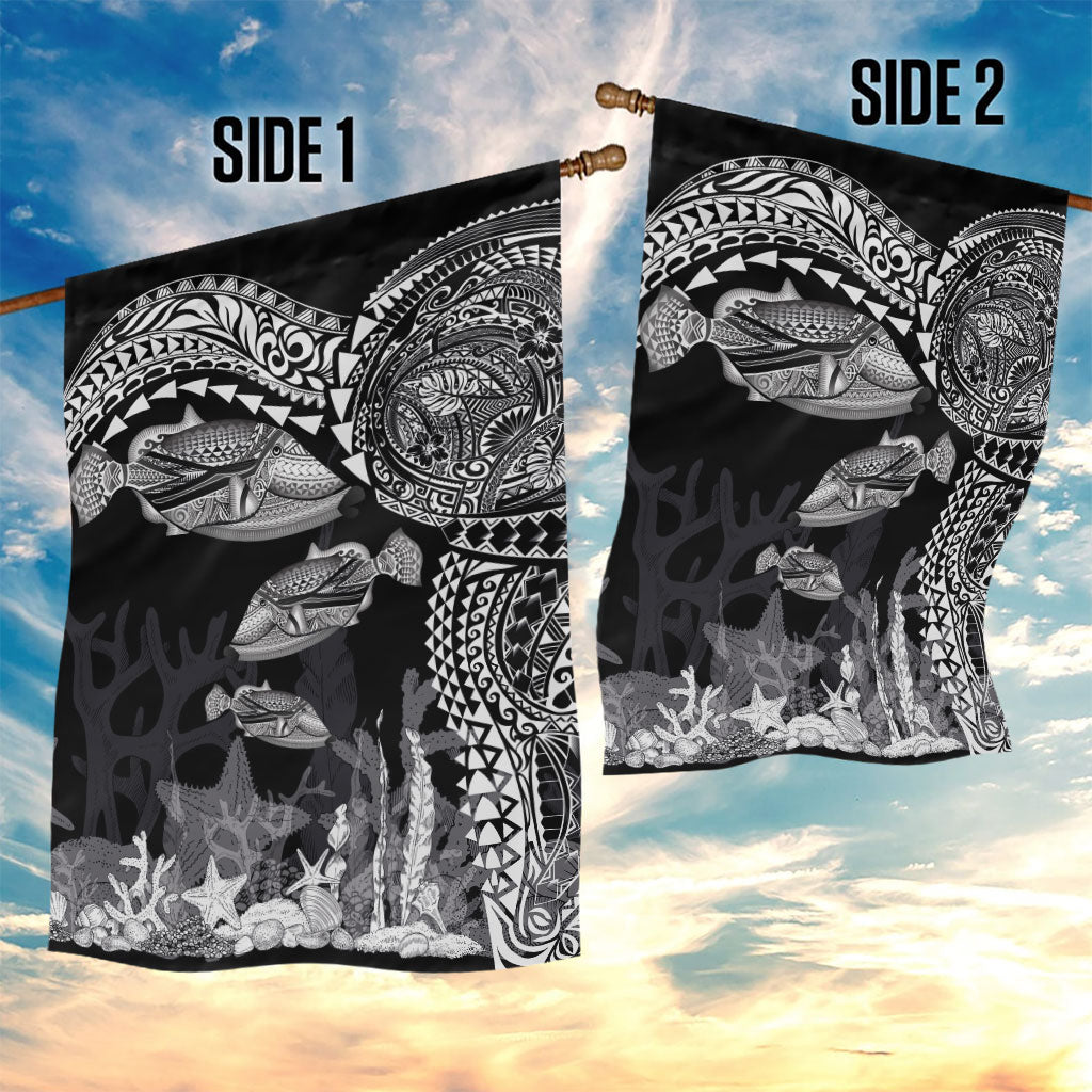 Hawaiian Reef Triggerfish Garden Flag Polynesian Art with Tribal Humuhumunukunukuapua'a LT03 - Polynesian Pride