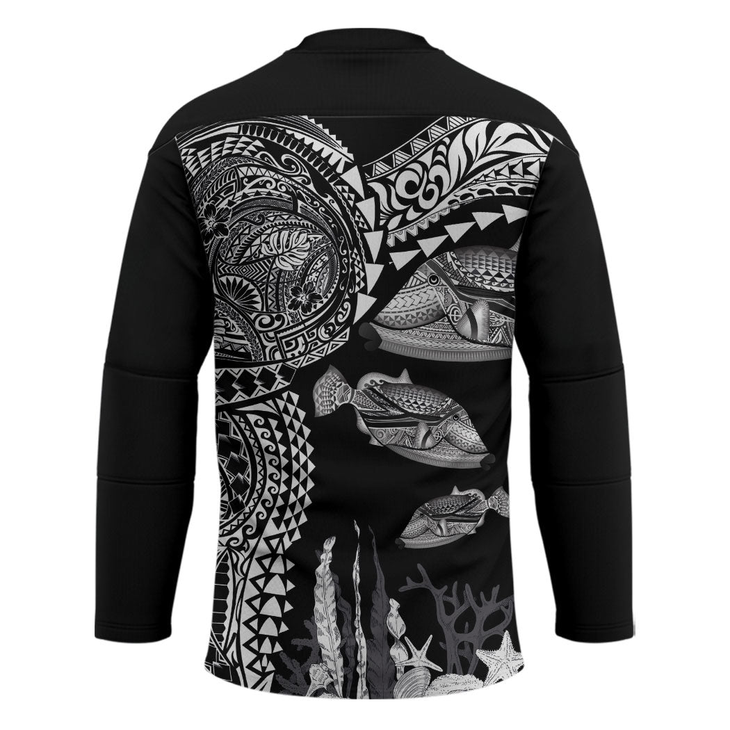 Hawaiian Reef Triggerfish Hockey Jersey Polynesian Art with Tribal Humuhumunukunukuapua'a LT03 - Polynesian Pride