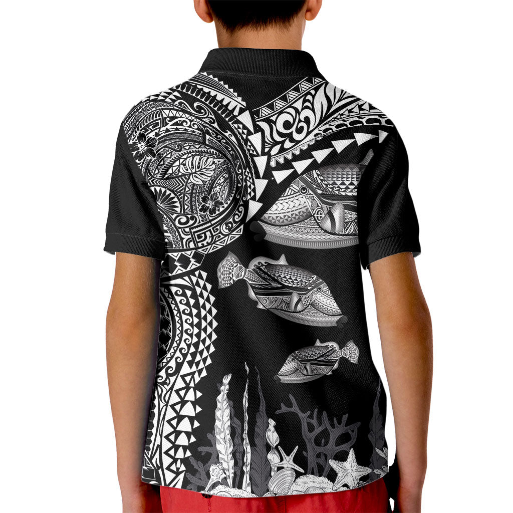 Hawaiian Reef Triggerfish Kid Polo Shirt Polynesian Art with Tribal Humuhumunukunukuapua'a LT03 - Polynesian Pride